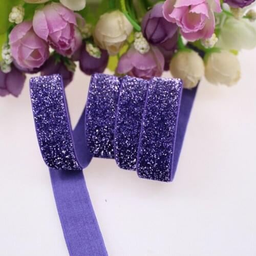 Free shipping 5/8" 16mm glitter elastic velvet #B-16P, super quality frosted glitter elastic for hair tie, 50yards/color