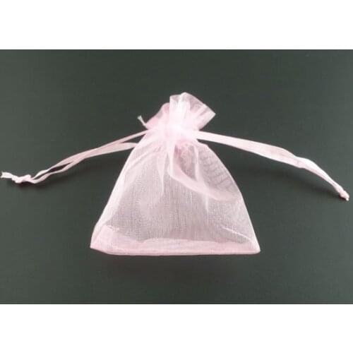 Free shiipng!!!!500pcs/lot Pink Organza Jewelry/ Gift Bag Draw String9x7cm