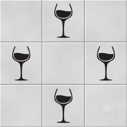 Wine Glasses Vinyl Wall Tile Stickers Decals Kitchen Home Decor Wall Sticker 20 Colours Available