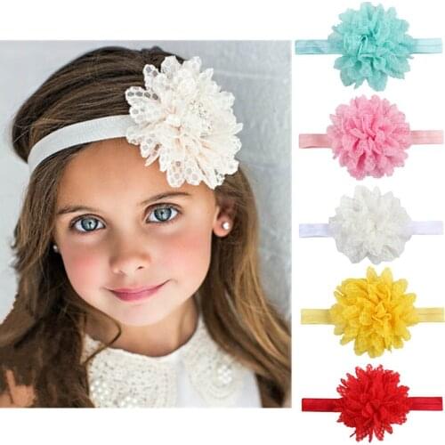 2019 Kids Girls Mesh Lace Flower Headband Elastic Decor Hair Accessories