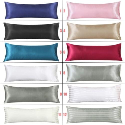 20x54 inch Couple Double Pillow Case Satin Silk Pillow Cases Solid Color Long Lovers Wedding Pillowcases