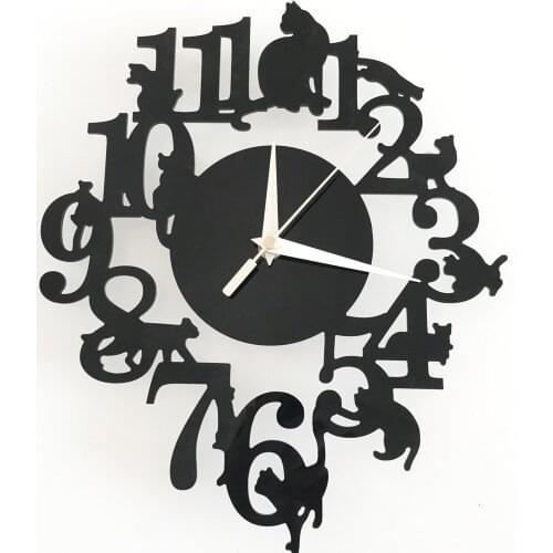 Europe Hot Products Creative diy cat wall clock study bedroom adornment wall waterproof clock quartz clock Free Shipping