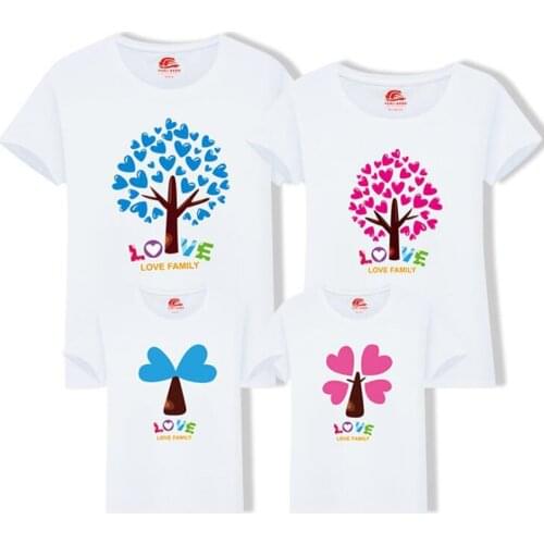 Mother Daughter Son Father Kids T-shirt Summer Family Look Mommy and Me Clothes Matching Tree Printing Family Clothing
