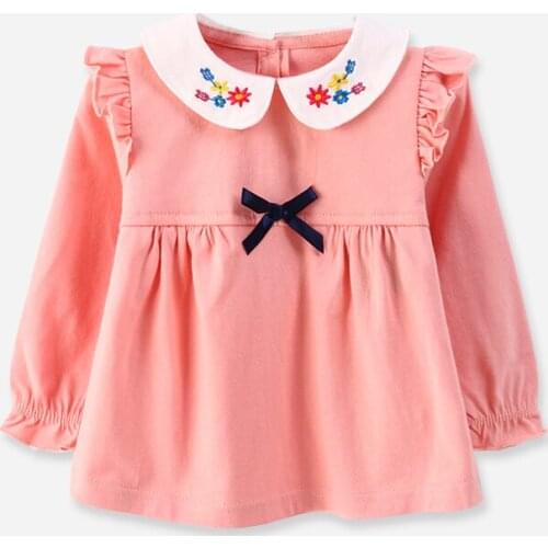 Girls long-sleeved T-shirt spring and autumn models baby girls cotton tops in the big childrens round neck childrens floral co