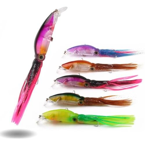 HENGJIA 1PC Octopus Suqid Sea Trolling Jigging Bait 10CM-16.6G Crank Swings Fishing Tackle