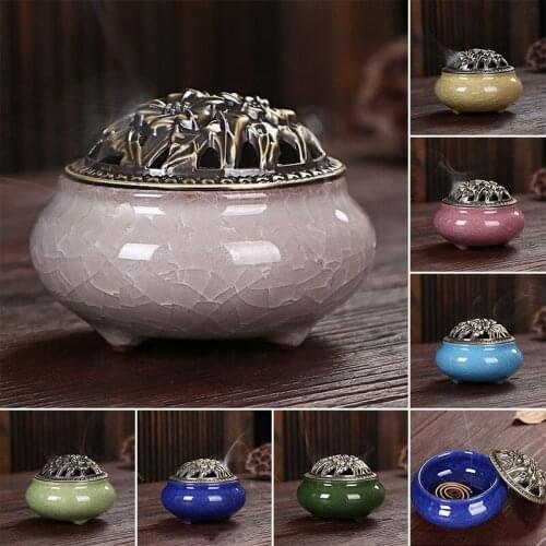 JX-LCLYL Colorful Porcelain Incense Burner Buddhist Ceramic Cone Incense Burner Holder