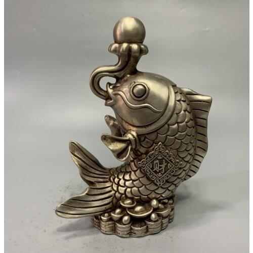 China White copper archaize recruit wealth fish crafts statue