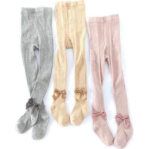 Tights For Children Spring Autumn Winter Bowknot Cotton Baby Girls Pantyhose Socks Kids Infant Knitted Collant