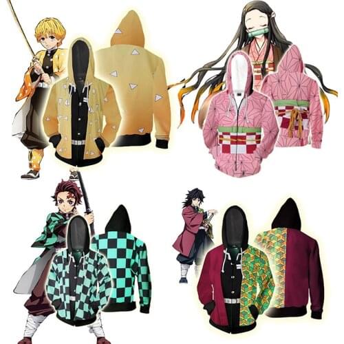 Anime Demon Slayer Hoodie Costume Kamado Tanjirou Kamado Nezuko Kochou Shinobu Cos Hoodies 3D print Costume
