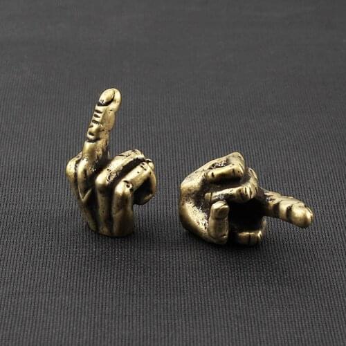 Middle Finger Brass Knife Beads Umbrella Rope Bead Finger Gestures Paracord Beads