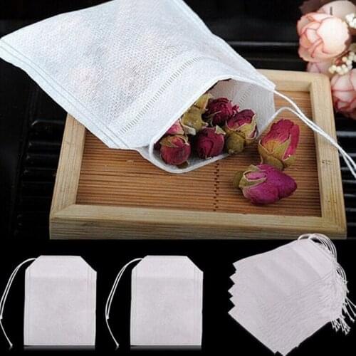 Tea Bags 100Pcs/Lot Empty Scented Drawstring Pouch Bag 5*7CM Seal Filter Cook Herb Spice Loose Coffee Pouches Tools