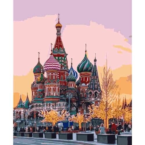 DIY StadEuropean ArchitectureRoom Wall Art Ingelijste Olieverf Voor Volwassenen Home Decoratie 50x40cm Paint By Number Classic