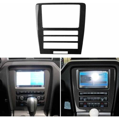 For Ford Mustang 09-13 Carbon Fiber Sticker Central Control CD AC Panel GPS Navigation Cover Trim Interior Moulding Auto Sticker