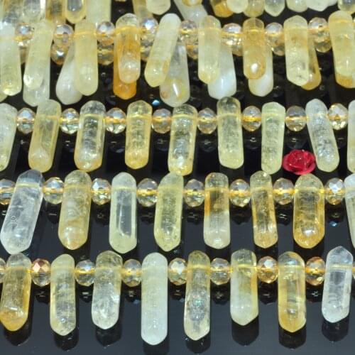 Natural Yellow Citrine Faceted Double Terminated Point Top Drilled Loose Beads Wholesale Gemstone Semi Precious Stone Jewelry