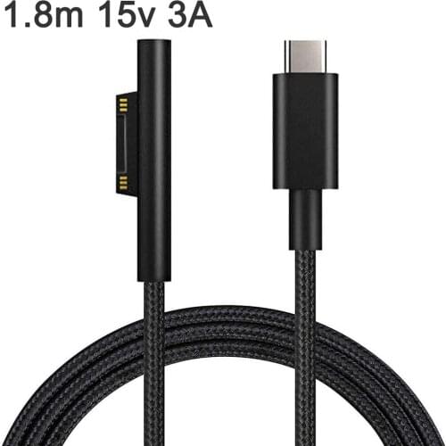 Nylon 15V PD Power Charging Cable USB Type C Supply Charger for Microsoft Surface Pro 7/6/5/4/3/GO/BOOK Laptop Adapter Converter