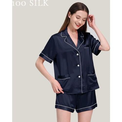 22MM Silk pajamas For women suit women summer 2021 new 100% mulberry silk pajamas Lady Sleepwear v-neck women