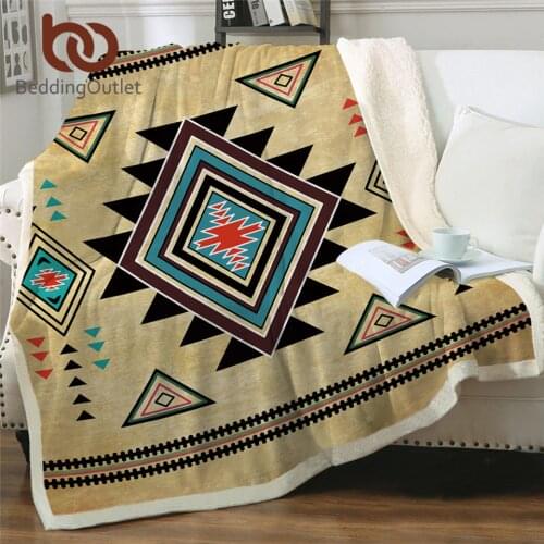 BeddingOutlet Geometric Print Throw Blanket Bedspread Southwest Microfiber Sherpa Fleece Sofa Bed Blanket Aztec Bedding 130x150