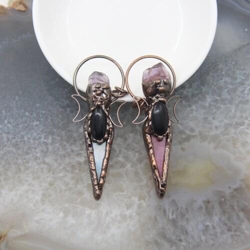 Natural Agates Top Inlay Amethyst Arrow Pendants Vintage Octopus Necklace Charms Crafts For DIY Jewelry Make Accessories