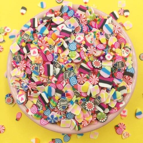 50g Mixed Cake Candy Slices Polymer Hot Clay Sprinkles for Nail Art Decoration Craft Slime Accessories DIY Making Phone Decor