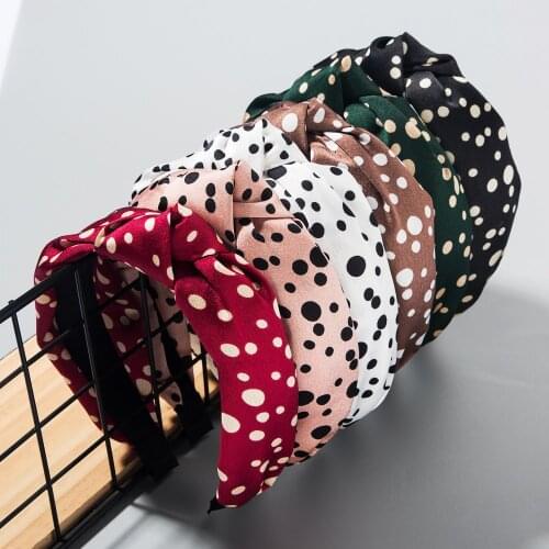 Knot Stripe Printing Wide Edge Bow Bow Headband Band Fashion Ladies Point Solid Color Hair Band Girl Hair Accessories