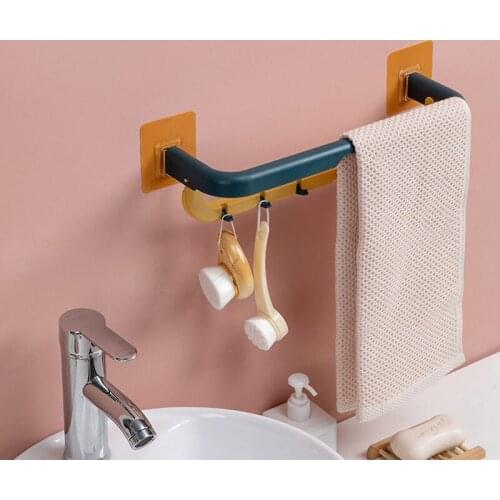 Self-Adhesive Towel Holder Rack Wall Mounted Towel Hanger Bathroom Towel Bar Shelf Roll Holder Hanging Hook Bathroom Organizer