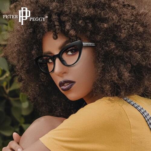 Retro Cat Eye Black Frame Glasses Women Men Flash Powder Personality Eyewear Frame Optical Anti Blue Light Clear Eyeglasses