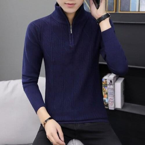 Navy Blue Sweater Men Black Grey Pullovers Turtleneck Casual Youth Long Sleeve Winter Leisure Mens Sweaters