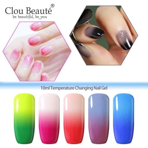 Clou Beaute 10 ML Thermo Change Gel Nail Polish Art LED Soak Off UV Nail Gel Lacquer Base and Top Coat Gel Lak Natural Resin