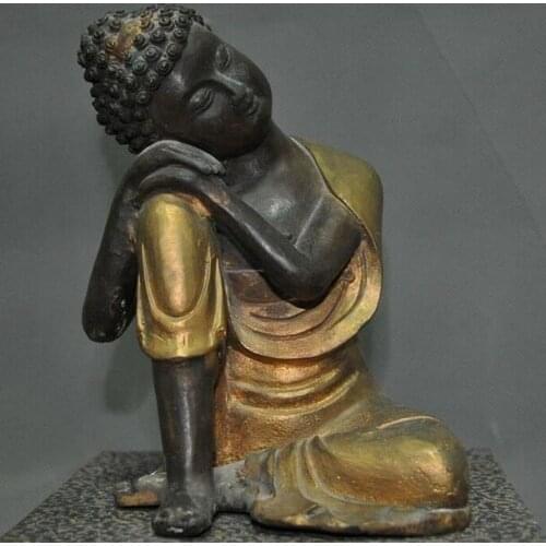 Tibetan Buddhism bronze Gilt sleep Sakyamuni Shakyamuni Amitabha Buddha statue