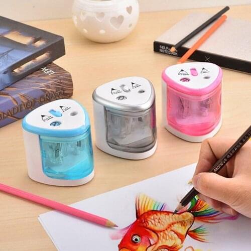 Unique and convenient student electric pencil sharpener double hole automatic pencil planing battery pencil sharpener with safet
