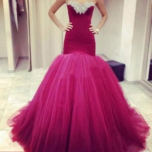 Mermaid Party Dress Evening Gowns Vestidos de Gala Prom Dresses 2019 Crystals Beading Sweetheart Evening Dress