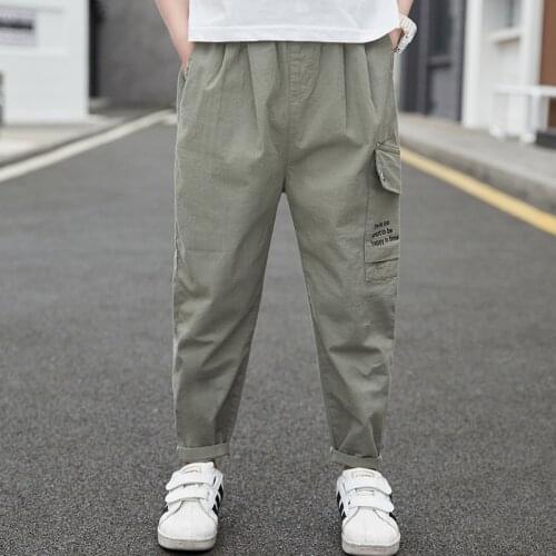 2021 Spring Summer Thin Casual Pants Boys Kids Trousers Children Clothing Teenagers School Cotton Formal Sport High Quality