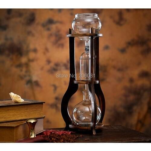 Water drip coffee maker/ice drip coffee maker/ice drip colf brewer/Dripper coffee maker 600cc ,wood pillar factory directly sale