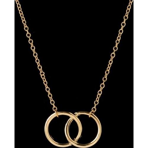 WANGAIYAO New Fashion Simple Double Ring Necklace Female Stainless Temperament Simple All-match Item Jewelry Female Holiday Gift