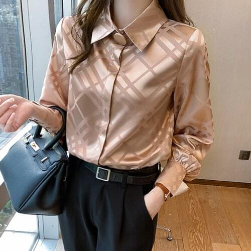 Elegant Women Satin Silk Blouses Shirts Designer Ladies Chiffon Shirts New Female Tops Fashion Office Lady Work Wear Clothes