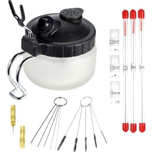0.2/ 0.3/0.5Mm Airbrush Cleaning Pot Glass Air Brush Holder Clean Paint Jar Bottle Spray Wash Tools Needle Nozzle Brush Set
