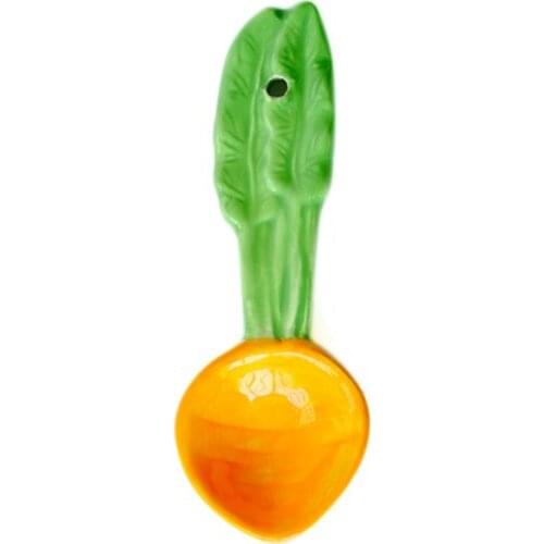 1PC Net Red Ins Childrens Ceramic Tableware Rabbit Creative Spoon Carrot Cartoon Salad Fruit Baby Spoon Soup Spoon