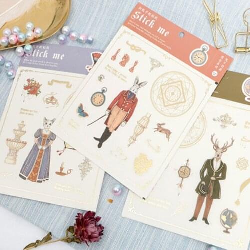 1pcs/lot Cute Infeel.Me Serie Hot Stamping Cat Fox Paper Decoration Sticker for DIY Handmade Diary Album Scrapbooking Sticker