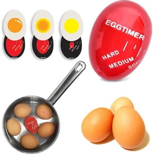 1Pc Egg Timer Egg Perfect Color Changing Timer Yummy Soft Hard Boiled Eggs Cooking Kitchen Timer Reusable Resin Red Timer Tools