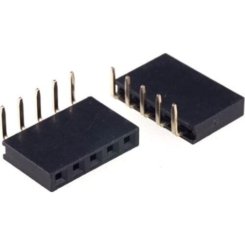 10pcs 1x5 P 5 Pin 2.54 Pin Female Pin Header Right Angle Single row Through Hole Insulator height 8.50mm Rohs