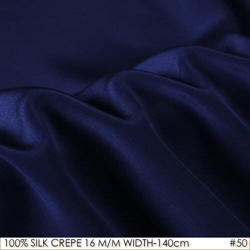 100% SILK CREPE DE CHINE 140cm width 16momme sewing material sewing accessories New Trend Dark Royal Blue NO 50