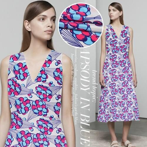 114 cm balloon printed silk fabric 16 mm crepe de chine silk fabric summer shirt dress crepe fabric wholesale silk cloth