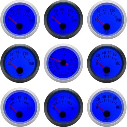 12V Vehicle Universal Water Temp Meter Boost Gauge PSI Oil Pressure Car Voltmeter 52mm Oil Temperature Meter Gauge Black Slivery