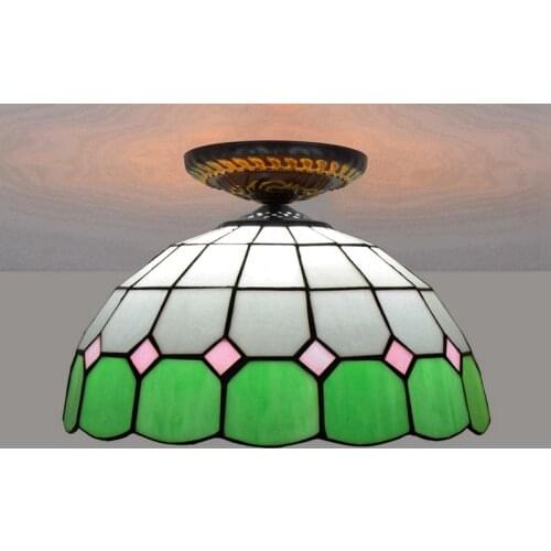 30cm European-Style Mediterranean Green Color Tiffany Multi-Color Glass Restaurant Bedroom Corridor Corridor Bathroom Ceiling