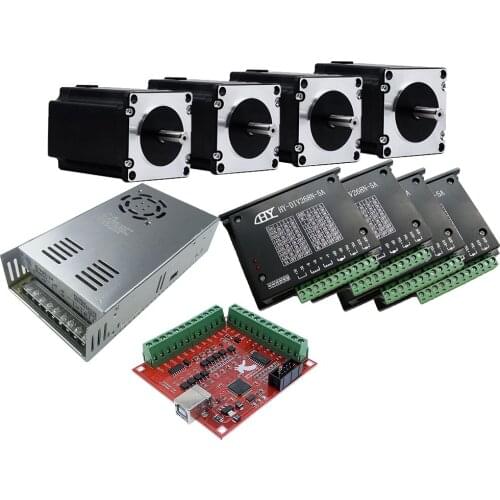 Mach3 CNC Router 4 Axis kit mach3 USB controller board 100K+ 4pcs TB6600 driver+ 4pcs 2NM nema23 stepper motor+36V power supply