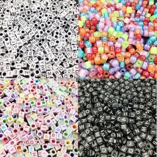 50/100pcs pcs 6mm Mix Acrylic Cube Letter Alphabet Beads spacer