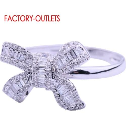 Real 925 Sterling Silver Butterfly Pattern Crystal Ring For Fashion Women Cute Fine Jewelry Wedding Accessories Christmas Gift