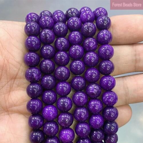 Natural Stone Beads Purple Chalcedony Jade Round Beads for Jewelry Making Diy Charms Bracelet Necklace 15"Strand 6 8 10 12MM