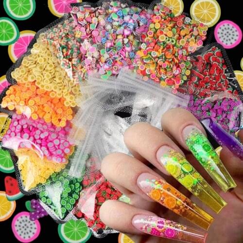 Nail Art Flowers Fruit Flower Candy DIY Design Slice Decoration Polymer Clay Grape Lemon Pitaya Nail Design Nail Sticker Tool