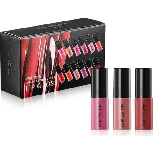 Travel Kit Long-Lasting Waterproof Lipstick Matte Mini Lip Gloss Demo Set 12 Colors 3.5g Lips Makeup Brand LAMUSELAND #L18L12